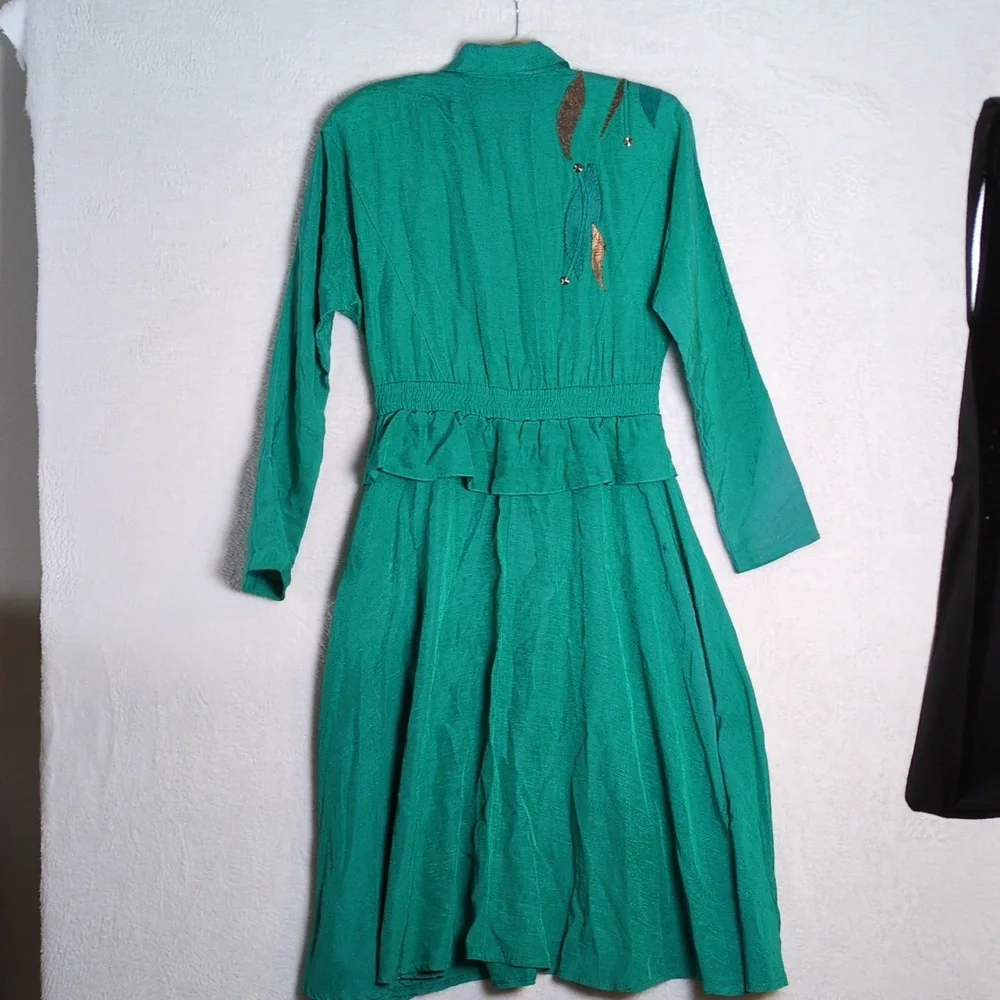 Monique Fashions Vintage Women's Turquoise Peplum Office‎ Dress Size L